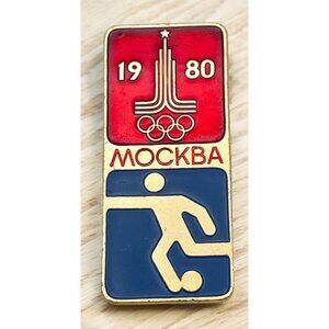 Vintage 1980 Moscow Olympics Pin Soccer Football Mockba USSR Russia